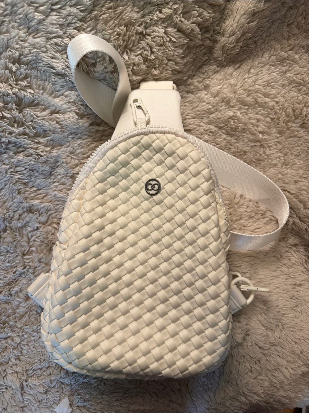 Woven Crossbody Sling Bag in White